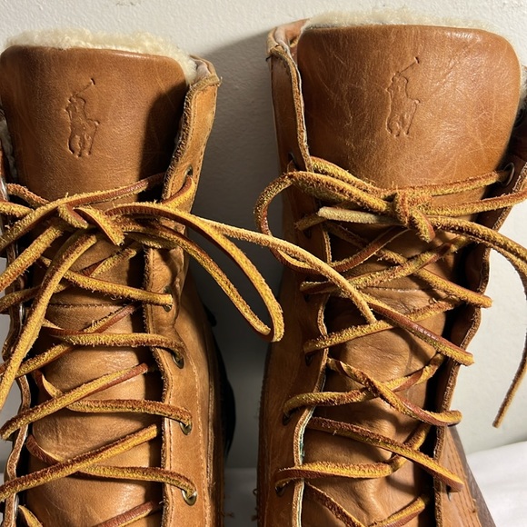 PREOWNED Polo Ralph Lauren Men's Declan Sherling Lace Up Brown Boots Sz 11D - Picture 3 of 7